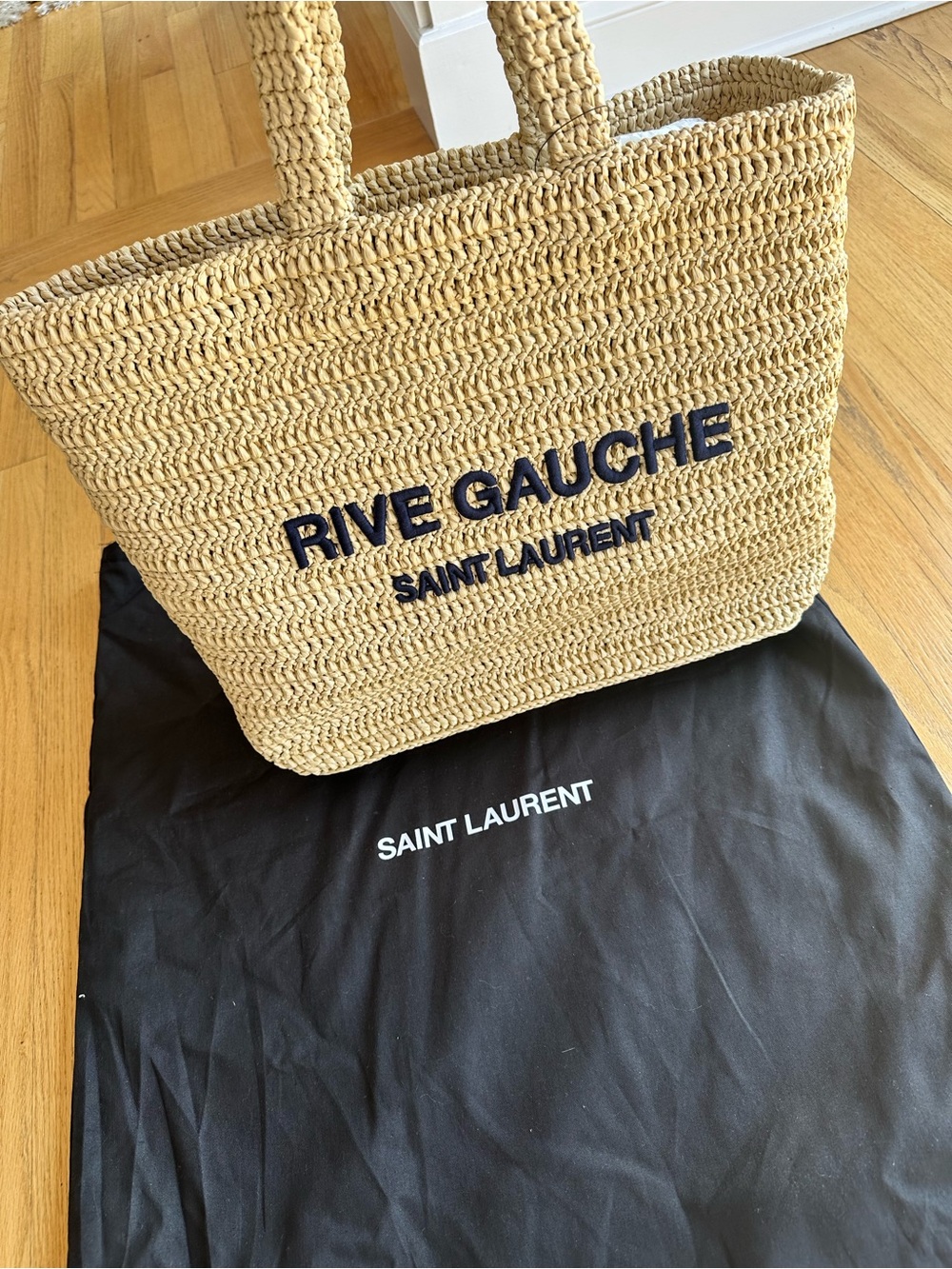 Saint Laurent Rive Gauche Raffia Tote